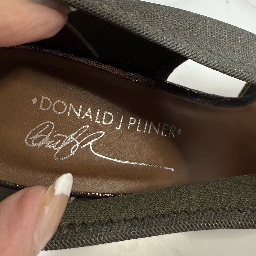 Donald J Pliner PAUSHA Bronze Metallic Pumps Size 9.5M Peep Toe 4.5” High Heels - Picture 6 of 12